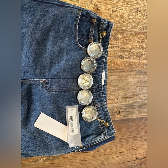 AREA Crystal Embellished Belt jeans - Picture 1 of 13
